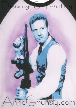  Elliot Ness from the original TV series airbrushed stencil portrait on a T-shirt annegrundy.com