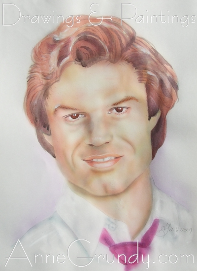 Harry Hamlin Acrylic Ink Portrait Painting on watercolour paper at annegrundy.com