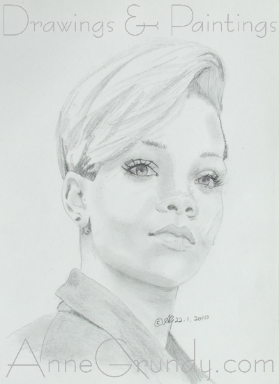  Rihanna Pencil Portrait drawing on paper at annegrundy.com