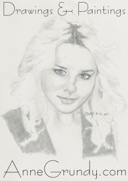 Ashley Olsen Pencil portrait drawing on paper annegrundy.com