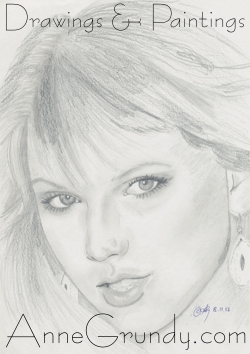 Taylor Swift Pencil portrait drawing on printer paper annegrundy.com